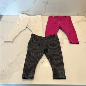Tea 3-6 months set of 3 leggings Set - Pink, White, and Black